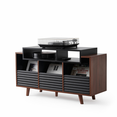 NorStone Oslo Vinyl 1200 mediabenk svart/valnøtt i gruppen Nyheter hos BRL (143OSLOVI1200BSW)