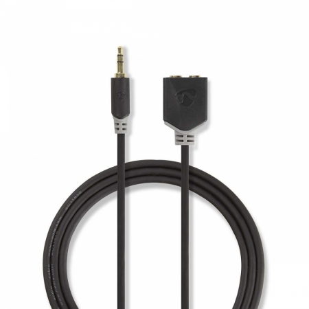 Nedis AUX kabel, 1x 3,5mm hane till 2x 3,5mm honor i gruppen Billyd / Smartphone til bilen / Tilbehør til mobilen hos BRL Electronics (176CABW22100AT02)