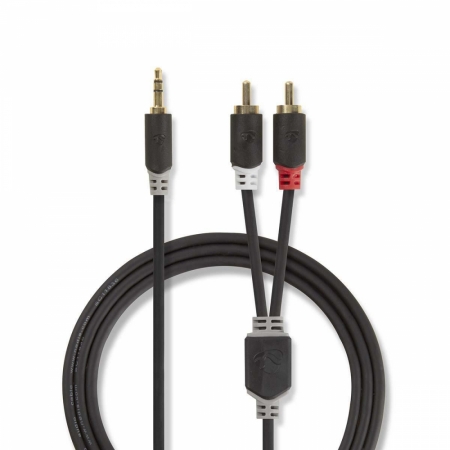Nedis stereokabel, 1x 3,5mm hane till 2x RCA hane i gruppen Billyd / Smartphone til bilen / Tilbehør til mobilen hos BRL Electronics (176CABW22200ATVAR)