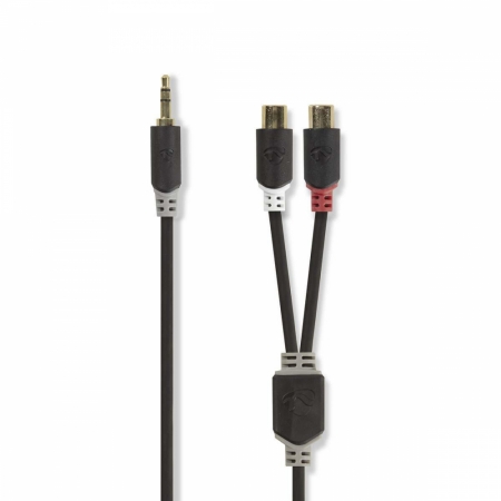 Nedis stereokabel, 1x 3,5mm hane till 2x RCA hona, 0,2m i gruppen Billyd / Smartphone til bilen / Tilbehør til mobilen hos BRL Electronics (176CABW22250AT02)