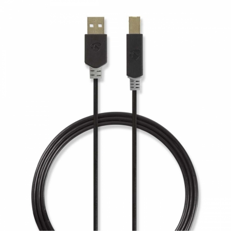 Nedis USB 2.0 USB-A hane till USB-B hane, 3m