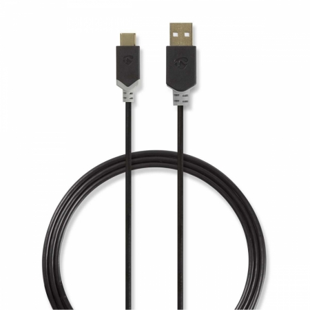 Nedis USB 2.0 USB-A hane till USB-C hane, 1m i gruppen Billyd / Smartphone til bilen  / Tilbehør til mobilen hos BRL Electronics (176CCBW60600AT10)