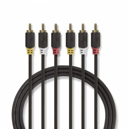 Nedis Videokabel, 3x RCA hane till 3x RCA hane, 2m i gruppen Lyd til hjemmet / Kabler / Analog kabel hos BRL Electronics (176CVBW24300AT20)