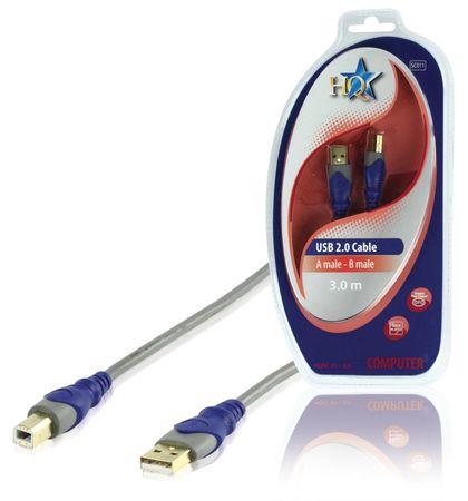 USB kabel 2.0 A han - B han 3m i gruppen Lyd til hjemmet / Kabler / Digital kabel hos BRL Electronics (176HQSC01130)