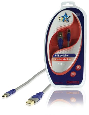 USB kabel 2.0 A han - mini 5pin han 1.8m i gruppen Lyd til hjemmet / Kabler / Digital kabel hos BRL Electronics (176HQSC01418)