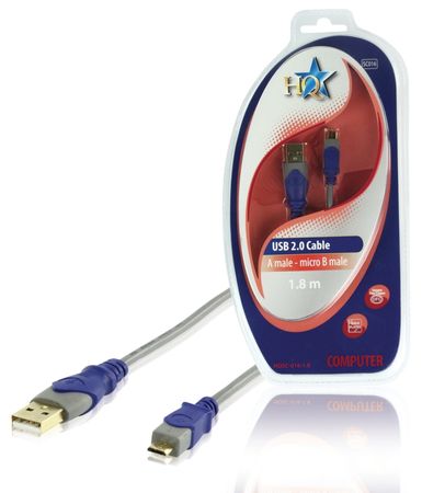 USB kabel 2.0 A han - micro USB 1.8m i gruppen Lyd til hjemmet / Kabler / Digital kabel hos BRL Electronics (176HQSC01618)