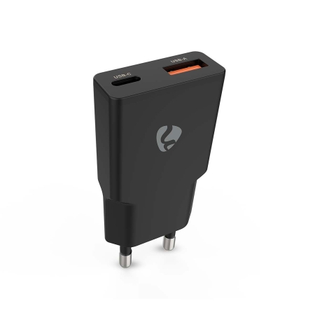 Nedis vegglader 20 W 1x USB-C 1x USB-A, svart i gruppen Billyd / Smartphone til bilen / Tilbehør til mobilen hos BRL (176WCHA20BK)