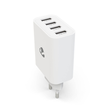 Nedis USB-A-vegglader, 4 porter, 24 W, hvit i gruppen Billyd / Smartphone til bilen / Tilbehør til mobilen hos BRL (176WCHAU481AWT)