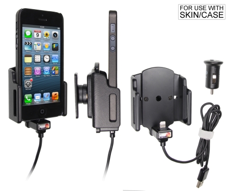 Brodit Aktiv holder med USB-kabel og cigarettadapter, Apple iPhone 5/5C/5S/SE i gruppen Billyd / Smartphone til bilen / Mobilholdere hos BRL (240521503)