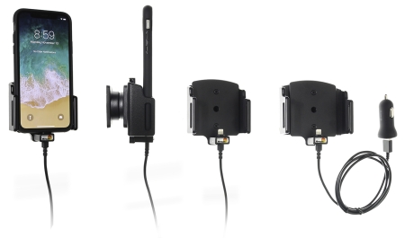 Brodit Aktiv holder med USB-kabel og cigarettadapter, Apple iPhone 11/11 Pro/X/XR/Xs i gruppen Billyd / Smartphone til bilen / Mobilholdere hos BRL (240721013)
