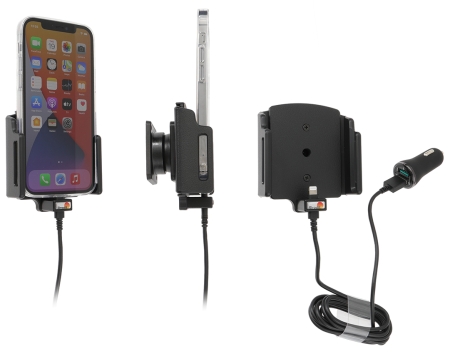 Brodit Aktiv holder med USB-kabel og cigarettadapter, Apple iPhone 12/12 Pro/13/13 Pro/14 Pro i gruppen Billyd / Smartphone til bilen / Mobilholdere hos BRL (240721239)