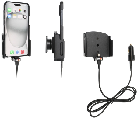 Brodit Aktiv holder med USB-kabel og cigarettadapter, Apple iPhone 15 Plus/15 Pro Max/16 Plus/16 Pro Max i gruppen Billyd / Smartphone til bilen / Mobilholdere hos BRL (240721371)