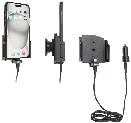 Brodit Aktiv holder med USB-kabel og cigarettadapter, Apple iPhone 15 Plus/15 Pro Max/16 Plus/16 Pro Max i gruppen Billyd / Smartphone til bilen / Mobilholdere hos BRL (240721377)