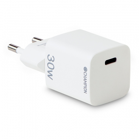 Champion Fast Charge väggladdare USB-C PD 30W, vit i gruppen Billyd / Smartphone til bilen / Tilbehør til mobilen hos BRL Electronics (31094601CHW)