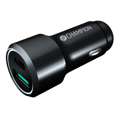 Champion FastCharge USB-B/C billaddare Duo, 43W i gruppen Billyd / Smartphone til bilen / Tilbehør til mobilen hos BRL Electronics (31094845CH)
