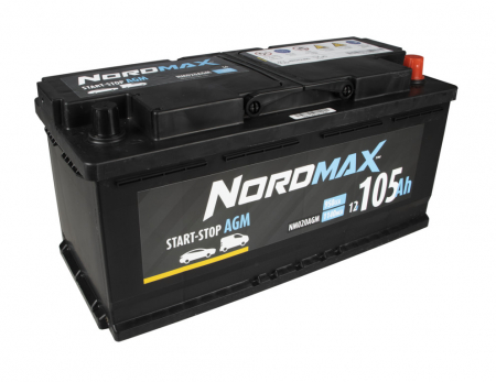 Nordmax AGM-batteri, 105Ah / 12V i gruppen Billyd / Tilbehør / Batterier hos BRL Electronics (414NM020AGM)