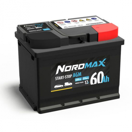 Nordmax AGM-batteri, 60Ah / 12V i gruppen Billyd / Tilbehør / Batterier hos BRL Electronics (414NM027AGM)