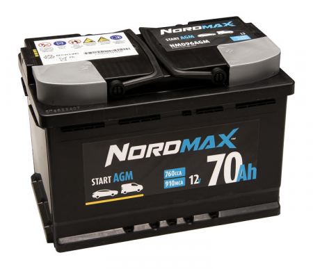 Nordmax AGM-batteri, 70Ah / 12V i gruppen Billyd / Tilbehør / Batterier hos BRL Electronics (414NM096AGM)