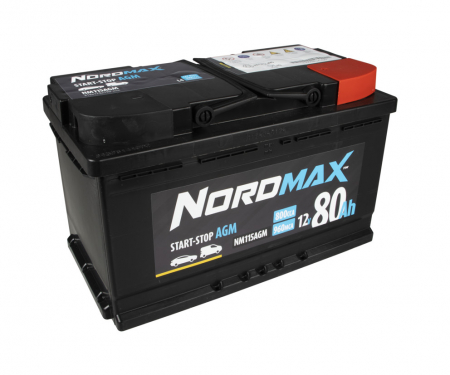 Nordmax AGM-batteri, 80Ah / 12V i gruppen Billyd / Tilbehør / Batterier hos BRL Electronics (414NM115AGM)