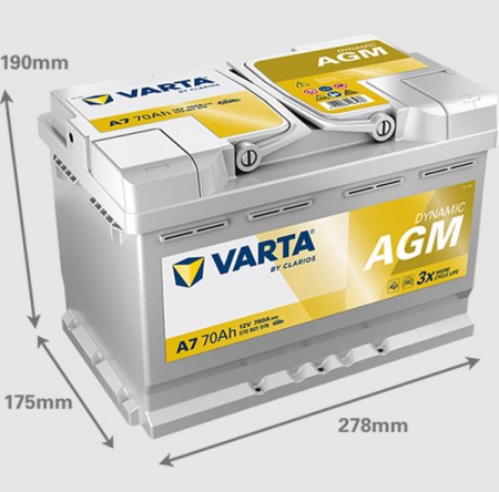 Varta Silver Dynamic AGM 760A 70Ah, startbatteri i gruppen Billyd / Tilbehør / Batterier hos BRL (418570901076V)