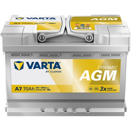 Varta Silver Dynamic AGM 760A 70Ah, startbatteri i gruppen Billyd / Tilbehør / Batterier hos BRL (418570901076V)