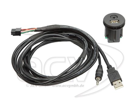 USB + AUX 3,5mm chassi kontakt med 1,5m kabel i gruppen Billyd / Hva passer i min bil / Nissan / X-trail hos BRL (700441213001)