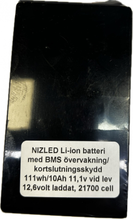 Li-ion batteri 12,6 (11,1) volt 10Ah med BMS, (batteri till E30D/E60D lampan) i gruppen Billyd / LED-Belysning / Enduro / Batterier hos BRL Electronics (871LIION1011V)