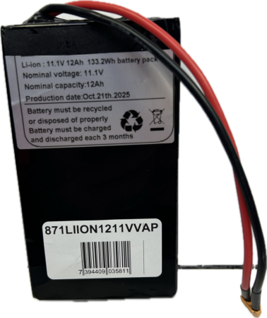 Li-ion vap batteri 12,6 (11,1v) 12Ah (BMS), (2,2h till 2xE30 lampan) i gruppen Billyd / LED-Belysning / Enduro / Hva passer til motorsykkelen min / Beta / 2020- / 2-takt hos BRL (871LIION1211VVAP)