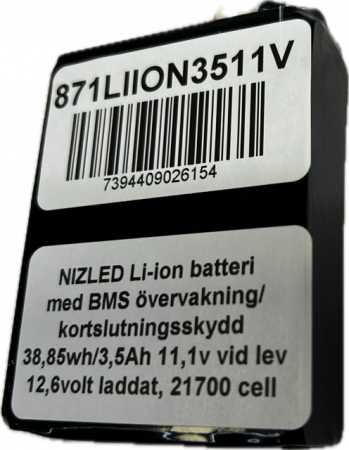 Li-ion batteri 12,6 (11,1) volt 3,5Ah med BMS till E30D/E60D i gruppen Billyd / LED-Belysning / Enduro / Batterier hos BRL Electronics (871LIION3511V)