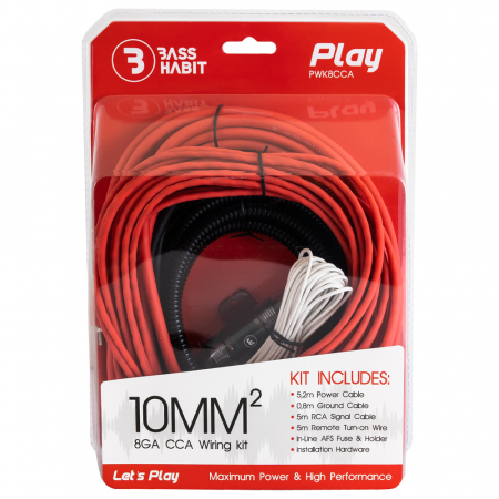 Bass Habit Play 10/90 CCA kabelset, 10mm² i gruppen Billyd / Kabler / Kabelkit hos BRL Electronics (891PWK8CCA)