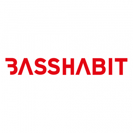 Bass Habit-klistermärke 14x2cm, röd i gruppen Billyd / Tilbehør / Merchandise hos BRL Electronics (899LOGOCR)