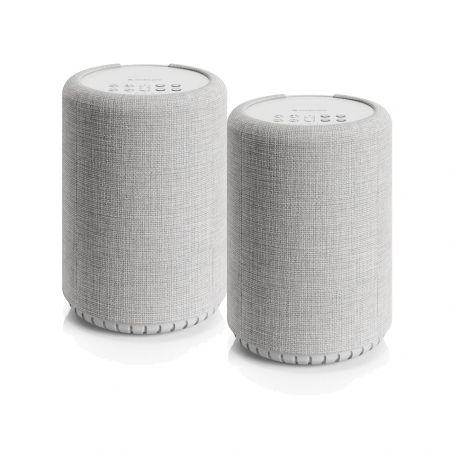 2-pakning Audio Pro A10 MKII W, kompakt multirom-høyttaler med WiFi, lys grå i gruppen Nyheter hos BRL (SETA10MKIIWPKT3)