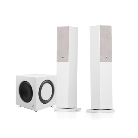 Audio Pro A38 W aktivt 2.1 stereopakke med SW-10, hvit i gruppen Pakkeløsninger / Pakker for hjemmet / Stereopakker hos BRL (SETA38WPKT2)