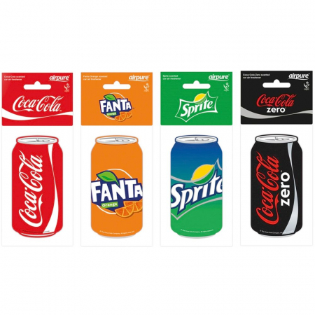4-pack doftgranar med doft av Coca-Cola, Sprite, Fanta & Coca-Cola Zero i gruppen Billyd / Bilpleie / Interiør hos BRL Electronics (SETAIRX4)