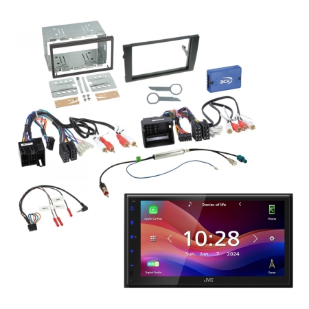 JVC KW-M695DBW bilstereopakke til Audi A4/Seat Exeo 01-08 i gruppen Nyheter hos BRL (SETAUDIPKT11)