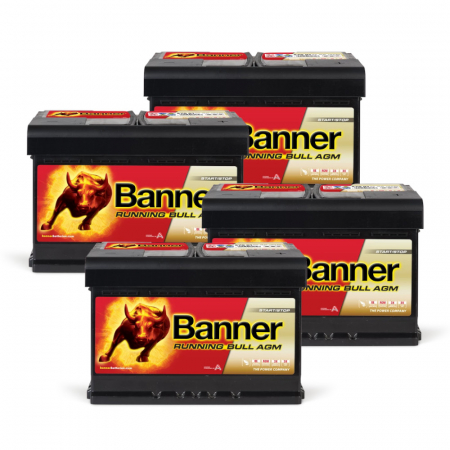 Batteripaket, 4 stycken Banner 70Ah AGM i gruppen Billyd / Tilbehør / Batterier hos BRL Electronics (SETBANNER70X4)
