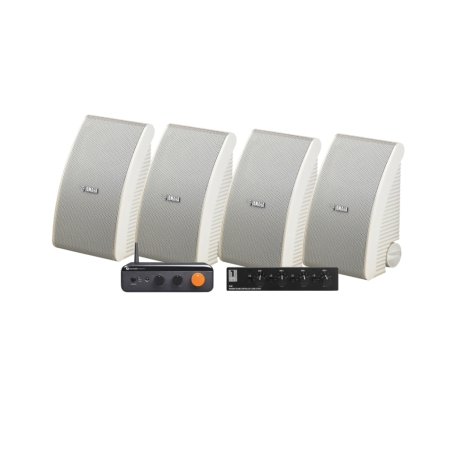 4-pakning Yamaha NS-AW392 i hvitt med Fosi Audio BT20A Max og høyttalerbryter, utendørspakke i gruppen Pakkeløsninger / Pakker for hjemmet / Multiroompakker hos BRL (SETBT20AMAXPKT6)