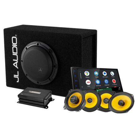 JL Audio 1x6 tommers helhetspakke med JVC KW-M695DBW, helhetspakke i gruppen Pakkeløsninger / Pakker for bilen / Helhetspakker hos BRL (SETCP106LGW3V3PKT3)