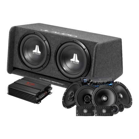 JL Audio CP212-W0v3 med RA1200W, KD-X382BT og DLS-høyttalere, komplett pakke i gruppen Pakkeløsninger / Pakker for bilen / Helhetspakker hos BRL (SETCP212W0V3PKT2)