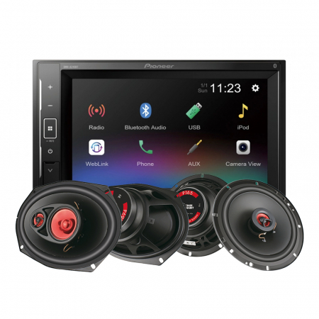 Pioneer DMH-A240BT & Bass Habit PLAY-høyttalere i gruppen Pakkeløsninger / Pakker for bilen / Bilstereopakker hos BRL Electronics (SETDMHA240BTBHPLAY)