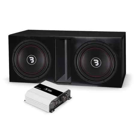 Bass Habit E300D1 i bassreflekskasse med SP21001FR, 2x12-basspakke i gruppen Pakkeløsninger / Pakker for bilen / Basspakker hos BRL (SETE300D1PKT7)