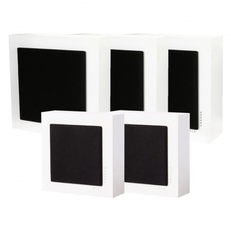 DLS Flatbox Mini On-Wall 5.0 högtalarpaket, vit i gruppen Pakkeløsninger / Pakker for hjemmet / Høyttalerpakker hos BRL Electronics (SETFBMINIPKT5)