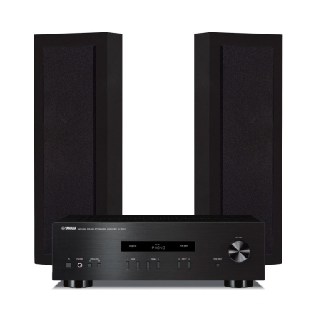 DLS Flatbox Slim Large i svart med Yamaha A-S201 MK II, 2.0 stereopakke i gruppen Pakkeløsninger / Pakker for hjemmet / Stereopakker hos BRL (SETFBSLIMLARGEPKT1)