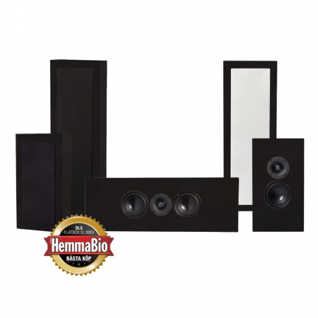 DLS Flatbox XL On-Wall 5.0 högtalarpaket, svart i gruppen Pakkeløsninger / Pakker for hjemmet / Høyttalerpakker hos BRL Electronics (SETFBXLPKT5)