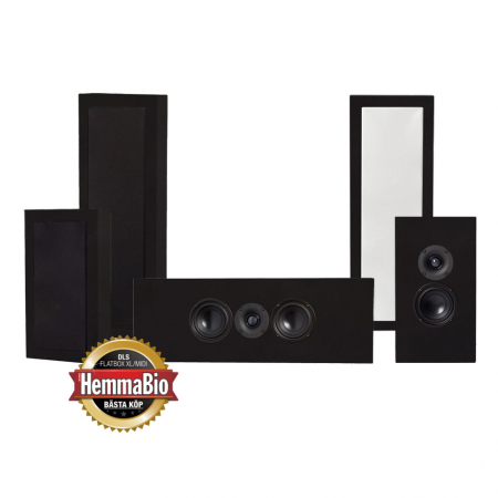 DLS Flatbox XL On-Wall 5.0 høyttalerpakke, svart i gruppen Pakkeløsninger / Pakker for hjemmet / Høyttalerpakker hos BRL Electronics (SETFBXLPKT5)