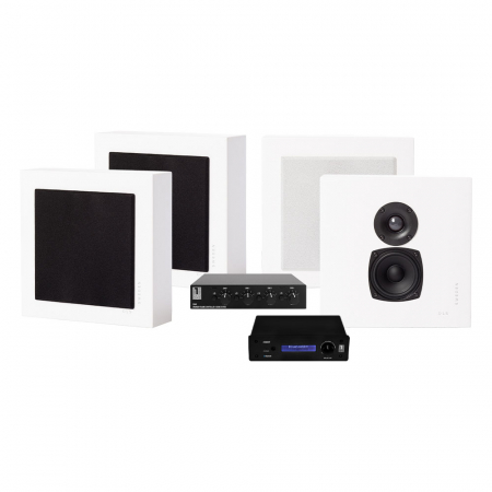 System One A50BT, SC4B & 2 par matt hvit DLS Flatbox Mini i gruppen Pakkeløsninger / Pakker for hjemmet / Multiroompakker hos BRL Electronics (SETFLATBOXMINIPKT1)