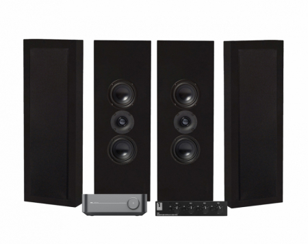 WiiM Amp, SC4B & 2 par matt svarte DLS Flatbox XL i gruppen Pakkeløsninger / Pakker for hjemmet / Multiroompakker hos BRL Electronics (SETFLATBOXXLPKT2)