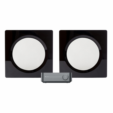 WiiM Amp & DLS Flatbox D-One 2.0 stereopaket, svart/vit i gruppen Pakkeløsninger / Pakker for hjemmet / Stereopakker hos BRL Electronics (SETHDONEPKT1)