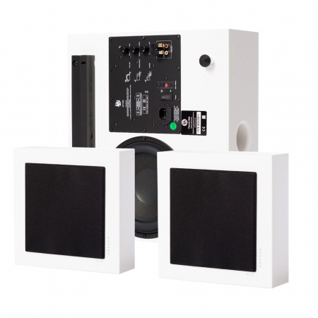 DLS Flatbox Mini On-Wall 2.1 högtalarpaket, vit i gruppen Pakkeløsninger / Pakker for hjemmet / Høyttalerpakker hos BRL Electronics (SETHFB24249PKT1)
