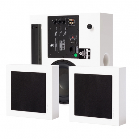 DLS Flatbox Mini On-Wall 2.1 høyttalerpakke, hvit i gruppen Pakkeløsninger / Pakker for hjemmet / Høyttalerpakker hos BRL Electronics (SETHFB24249PKT1)